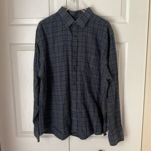 Untuckit Mens‎ XL Shirt Blue Gray Plaid Long Sleeve Button Up Flannel Casual